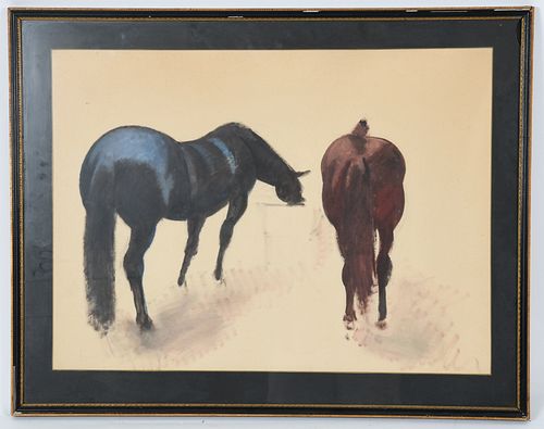20th Century Watercolor, Horse Theme