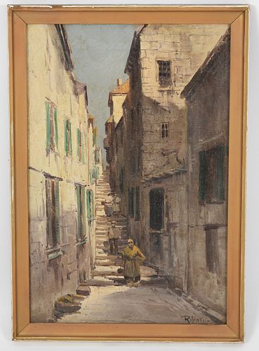An Italian Street Scene, Oil on Canvas