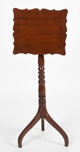 Federal Carved Mahogany Tilt-Top Candle Stand