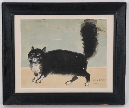 A Modern Folk Art Watercolor, Cat