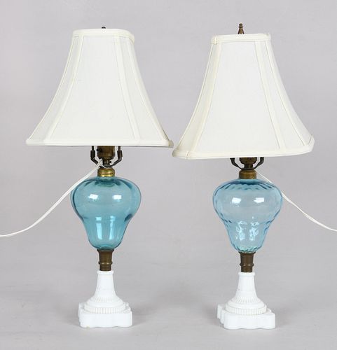 Two American Glass Fluid Stand Lamps