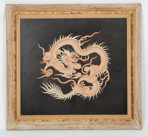 Embroidered Chinese Dragon Panel