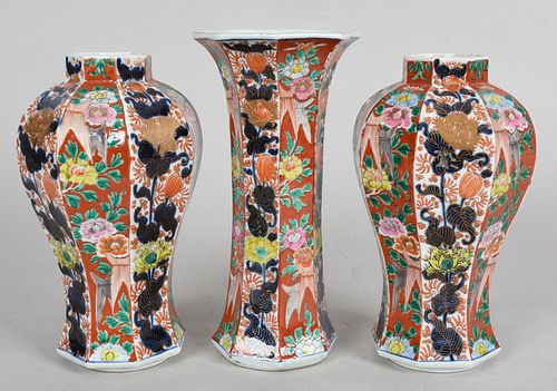 Japanese Porcelain Imari Three Piece Garniture