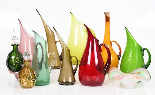 An assembled group of modernist art glass