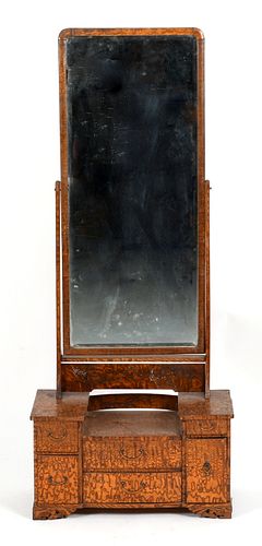 A Japanese Figured Mulberry Dressing Mirror