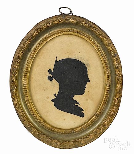 American hollowcut silhouette of a young woman, ca. 1830, 3 1/2'' x 2 3/4''.