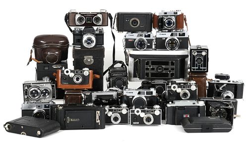 A Large Group of Vintage Cameras