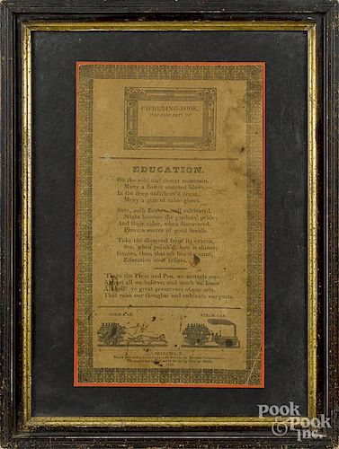 Printed Ciphering Book, titled page by Reuben Chambers, Bethania, Pennsylvania, 1835, 11'' x 6 1/4''.