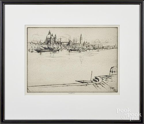 Ernest D. Roth (American 1879-1964), etching of a cityscape, signed lower middle, 8'' x 10 7/8''.