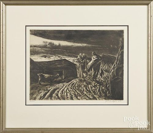 John Costigan (American 1888-1972), etching, titled Fodder, signed lower right, 9 3/4'' x 12 3/4''.
