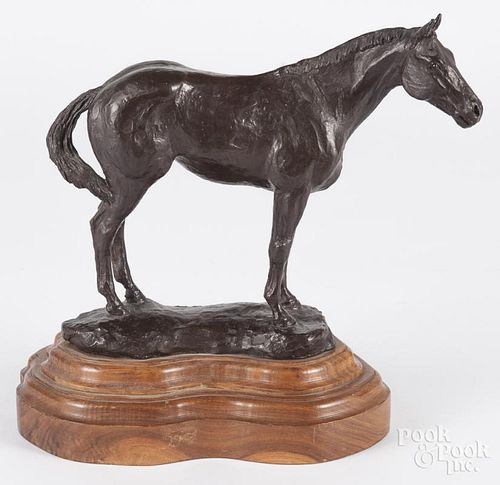 Patinated bronze horse, signed Slim Pickens '71, 9 3/4'' h.
