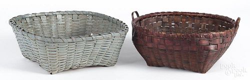 Two painted baskets, early 20th c., 4 1/2'' h., 12 1/4'' w. and 5'' h., 12'' w.
