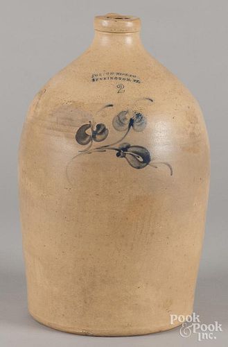 Two-gallon stoneware jug, 19th c., impressed Julius Norton Bennington VT