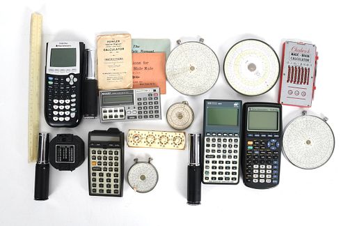 Group of Calculators and Measuring Devices