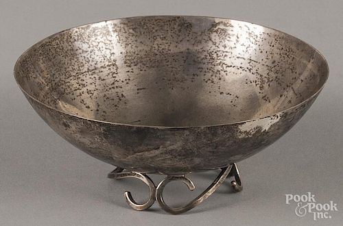 Sciarrotta art deco sterling silver bowl, 2 3/8'' h., 5 3/4'' w., 6.3 ozt.