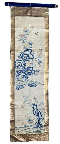 Chinese Silk Embroidered Landscape Scroll