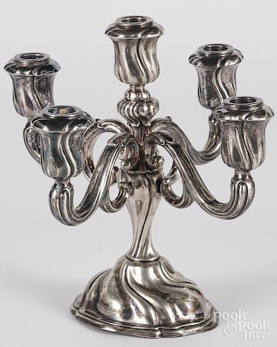 German 830 silver candelabra, 10'' h., 23.6 ozt.