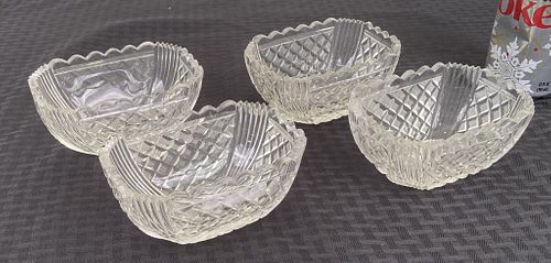 Four Antique Waterford Style Crystal Master Salts