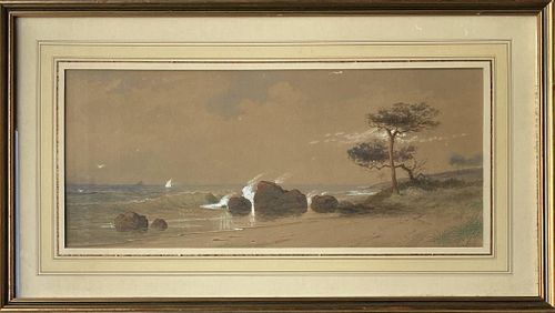 Julius Augustus Beck, Seascape, Watercolor & Gouache