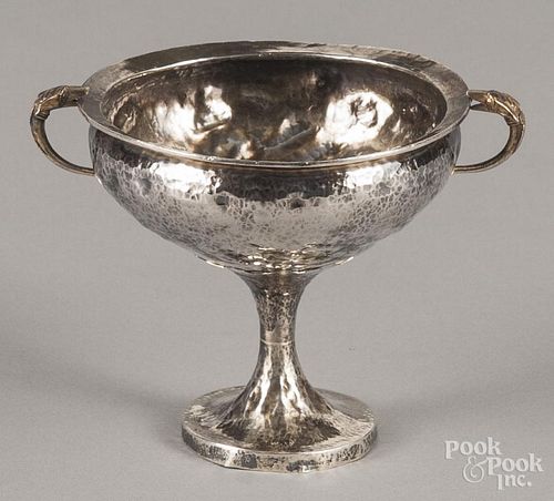 Russian hammered silver footed bowl, 3 1/2'' h., 2.7 ozt.