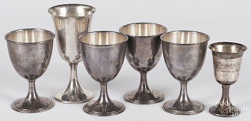 Six sterling silver goblets, 19.9 ozt.