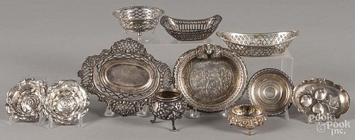 Assorted sterling silver small dishes and salts, 14.95 ozt.