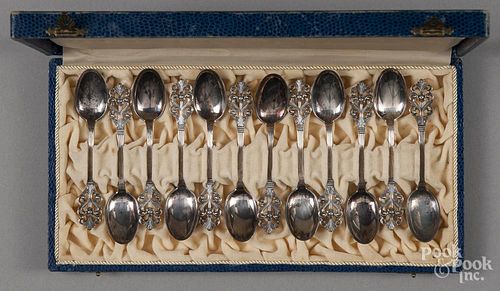 Thomas Marthinsen Norwegian twelve-piece sterling silver teaspoon set, 3.75 ozt.