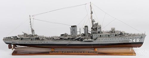 Painted wood ship model of the USS Farragut 1932, 42'' l.