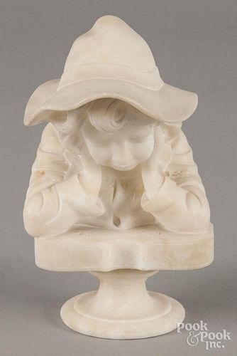 Italian carved marble of a young boy, 7 1/2'' h.
