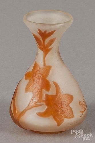 Galle, cameo glass vase, 3 1/2'' h.