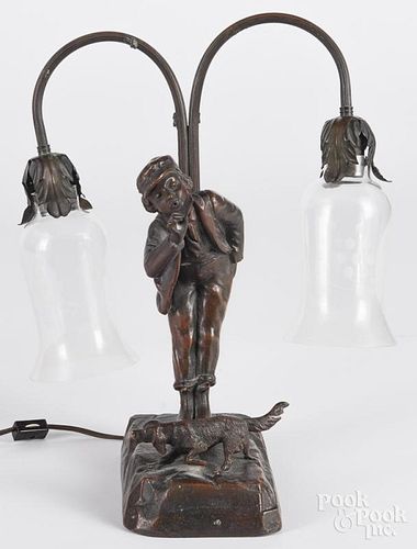 Figural spelter table lamp, 15 3/4'' h.