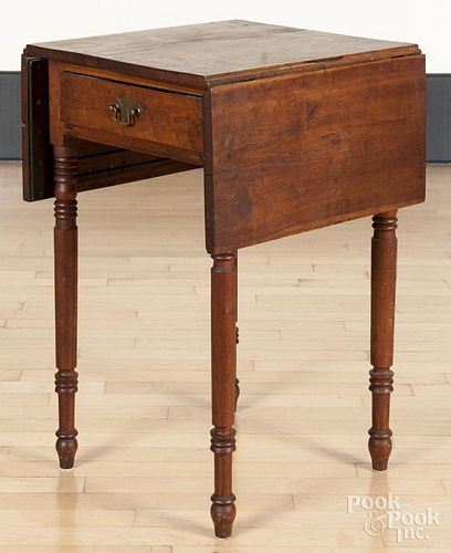 Pennsylvania Sheraton cherry and maple candlestand, ca. 1825, 28 3/4'' h., 17 3/4'' w.