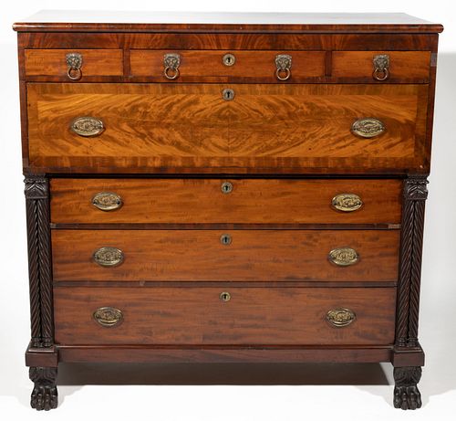 NEW YORK CLASSICAL MAHOGANY CHEST OF DRAWERS,