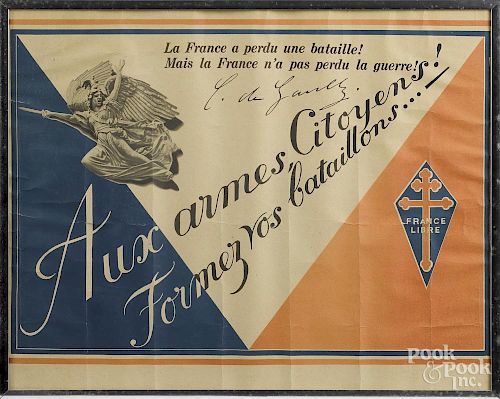 Two French lithograph war posters, 16'' x 20'' and 30'' x 20''.