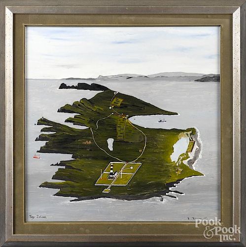 Rory Rodgers (Irish 20th/21st c.), oil on board, titled Tory Island, signed lower right, 23'' x 23''