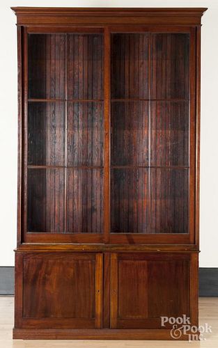 Pair of custom mahogany bookcases, early 20th c., 99 1/2'' h. 56'' w.