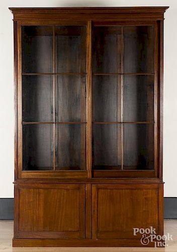 Pair of George III style mahogany bookcases, ca. 1900, 99 1/2'' h., 63'' w
