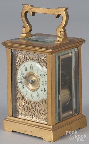 French brass carriage clock, 5 1/4'' h.