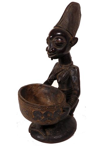 Female Shrine Figure with Bowl, Yoruba, Nigeria