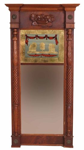 Classical Style Carved Mahogany Mirror