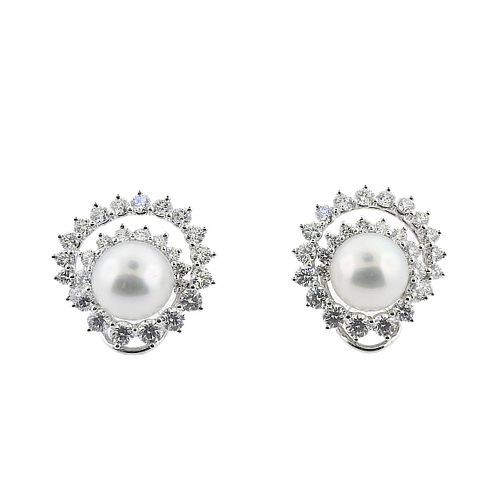Angela Cummings Assael Diamond Pearl Platinum Earrings