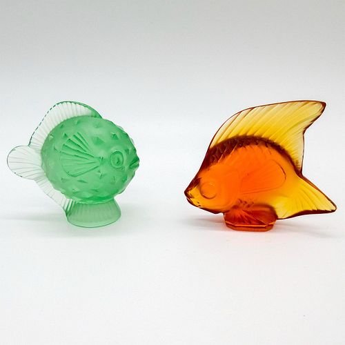 2pc Lalique Miniature Glass Fish Figurines