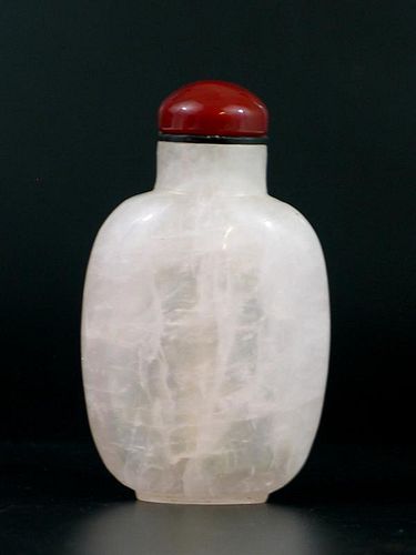 Chinese Pink Crystal Snuff Bottle 中国粉红水晶鼻烟壶