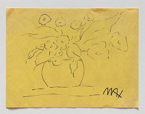 PETER MAX, Vase drawing on paper