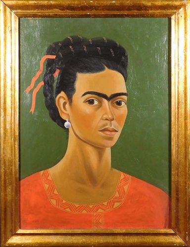 Frida Kahlo, Manner of: Self Portrait with Pearl Earring