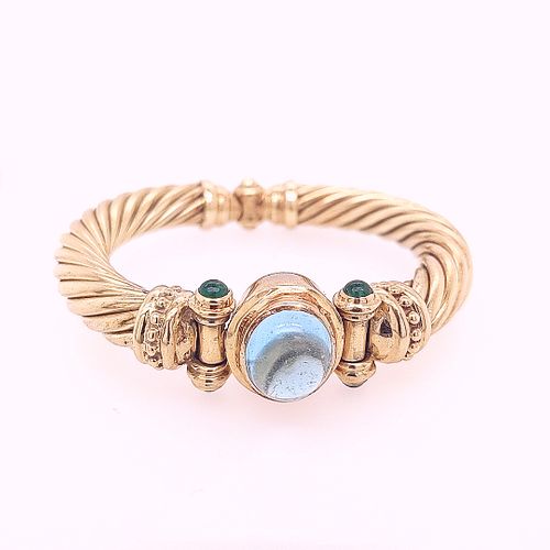David Yurman Aquamarine and Emerald Bracelet