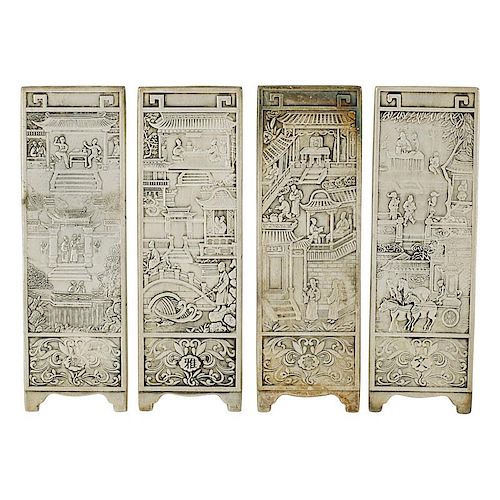 CHINESE EXPORT SILVER SCREEN PANELS