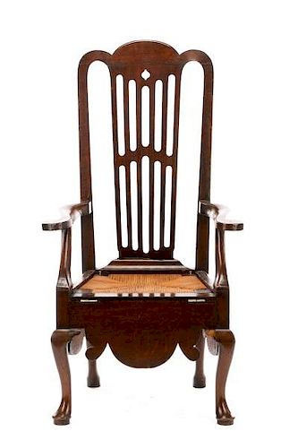 English Queen Anne Tall Back Necessary Chair
