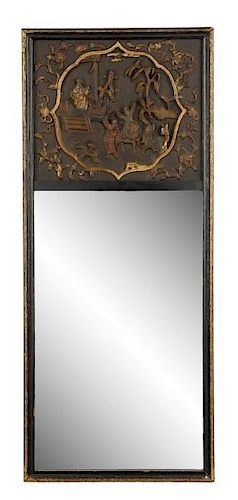 Continental Chinoiserie Motif Trumeau Mirror