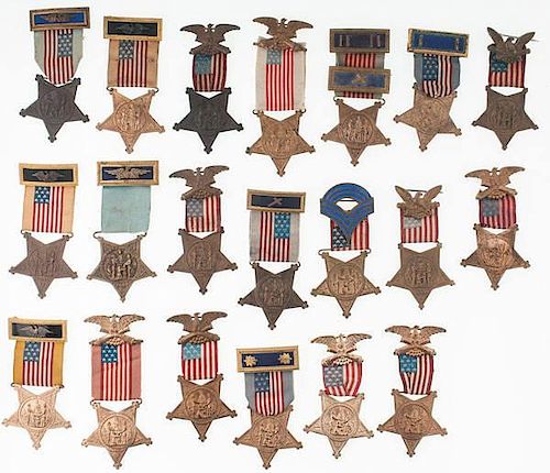 Large Group of GAR Badges, Including Officers' and Chaplains' 